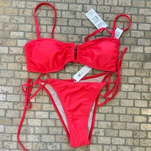 Cupshe Bright Coral Bikini Top